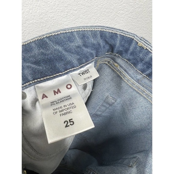 AMO Twist Crop Jeans 70s Blue Size 25 Split Hem - Picture 6 of 6